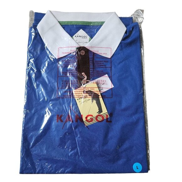 Kangol X Samuel L Jackson Color Block Golf Polo Shirt Blue White Mens Large NEW - Picture 4 of 9